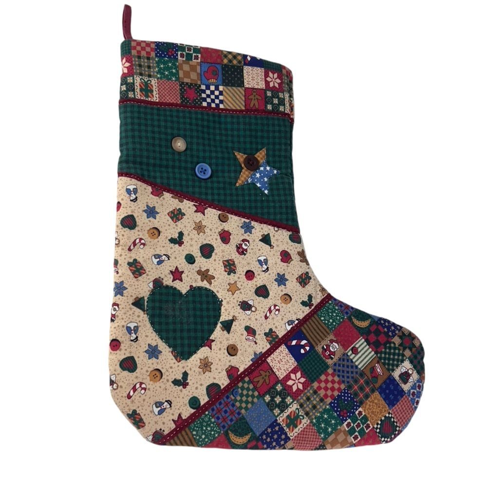 Homemade Primitive Country Christmas Stocking Patchwork Cottagecore Rustic